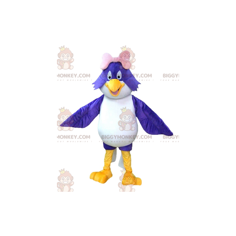 BIGGYMONKEY™ Costume da mascotte Grande uccello blu e bianco