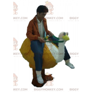 Very Realistic Orange and White Ostrich BIGGYMONKEY™ Mascot