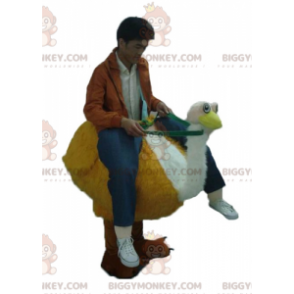 Costume de mascotte BIGGYMONKEY™ d'autruche orange et blanche