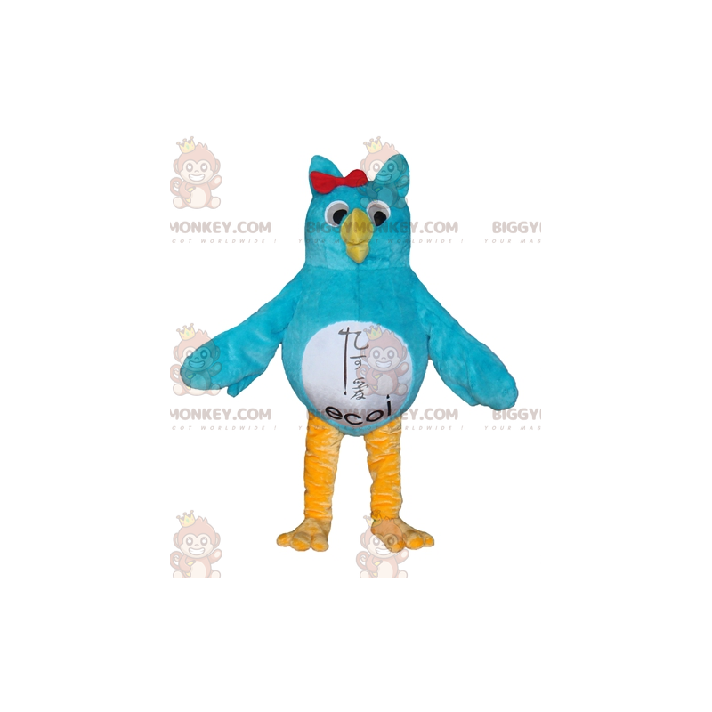 Blue White and Yellow Owl BIGGYMONKEY™ Mascot Costume -