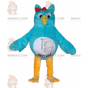 Sinivalkoinen ja keltainen pöllö BIGGYMONKEY™ maskottiasu -