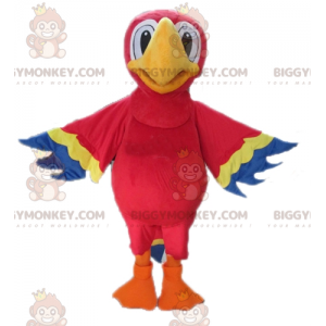 Costume de mascotte BIGGYMONKEY™ de perroquet rouge jaune et