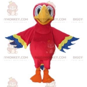 Kæmpe rød gul og blå papegøje BIGGYMONKEY™ maskotkostume -
