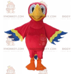 Costume de mascotte BIGGYMONKEY™ de perroquet rouge jaune et