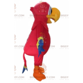 Jätteröd gul och blå papegoja BIGGYMONKEY™ maskotdräkt -
