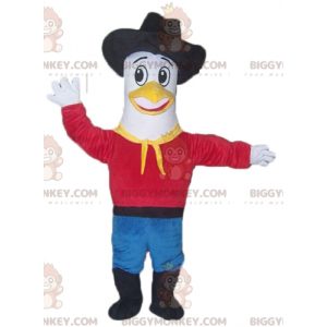 BIGGYMONKEY™ Tauben-Möwe-Maskottchen-Kostüm im Cowboy-Outfit -