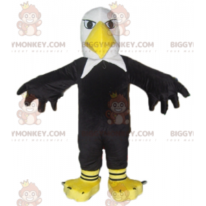 Costume de mascotte BIGGYMONKEY™ d'aigle noir blanc et jaune