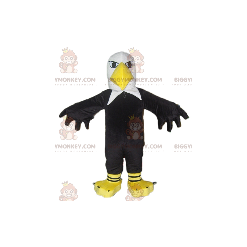 Reuze zwart-witte en gele adelaar BIGGYMONKEY™ mascottekostuum