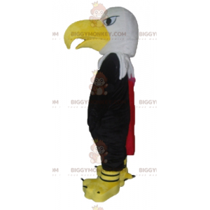 Costume de mascotte BIGGYMONKEY™ d'aigle noir blanc et jaune