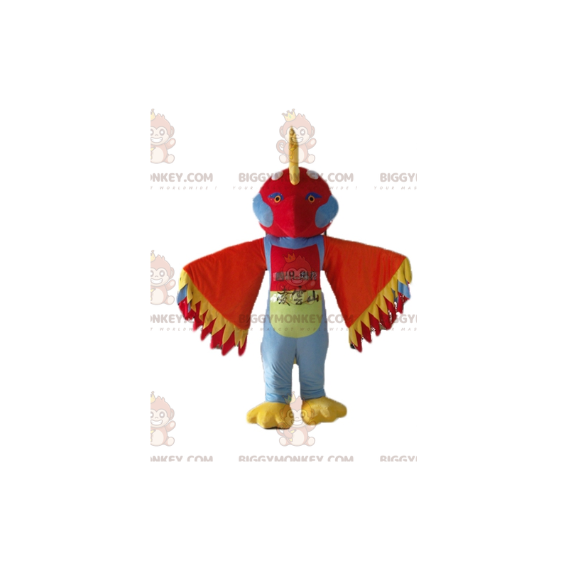 BIGGYMONKEY™ Costume da mascotte Uccello multicolore con piume