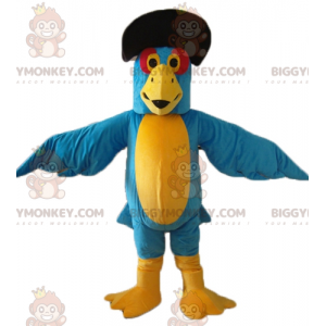 BIGGYMONKEY™ Μασκότ Κοστούμι Μπλε και Κίτρινο Παπαγάλο με μαύρο