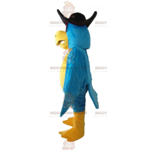 Fantasia de mascote BIGGYMONKEY™ Papagaio azul e amarelo com