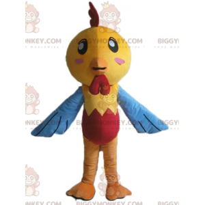 Costume da mascotte Gallina pulcino giallo blu e rosso