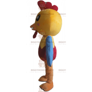 Gul blå och röd kycklinghöna BIGGYMONKEY™ maskotdräkt -