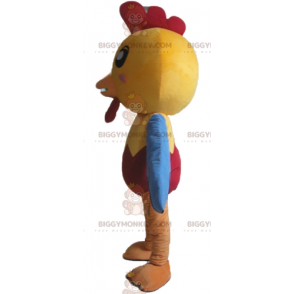 Costume de mascotte BIGGYMONKEY™ de poule de poussin jaune bleu