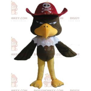 BIGGYMONKEY™ Braungeier-Adler-Maskottchen-Kostüm mit Piratenhut