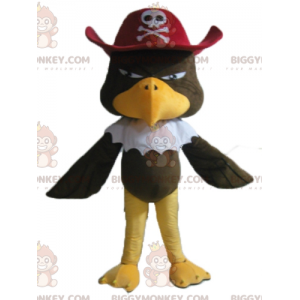 BIGGYMONKEY™ Brown Vulture Eagle Mascot-kostume med pirathat -