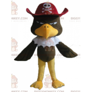 BIGGYMONKEY™ Braungeier-Adler-Maskottchen-Kostüm mit Piratenhut