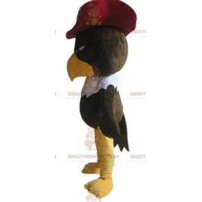 BIGGYMONKEY™ Brown Vulture Eagle Mascot Costume With Pirate Hat