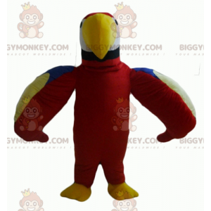Simpatico costume della mascotte del pappagallo rosso verde blu