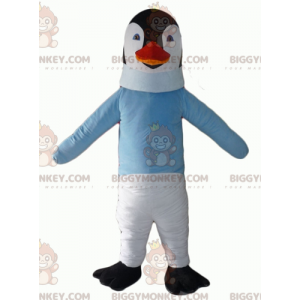 Black and White Penguin BIGGYMONKEY™ Mascot Costume with Blue