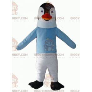 Black and White Penguin BIGGYMONKEY™ Mascot Costume with Blue