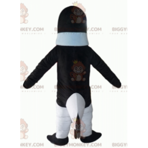 Black and White Penguin BIGGYMONKEY™ Mascot Costume with Blue