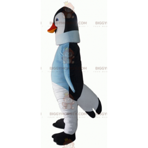 Black and White Penguin BIGGYMONKEY™ Mascot Costume with Blue