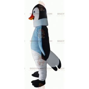 Černobílý kostým tučňáka BIGGYMONKEY™ maskota s modrým svetrem