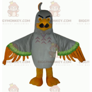 BIGGYMONKEY™ Disfraz de mascota de águila verde y naranja gris