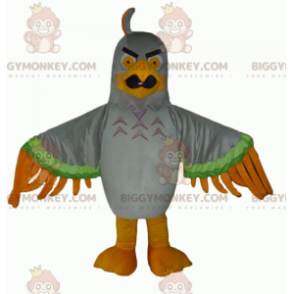 BIGGYMONKEY™ Evil Looking Gray Green and Orange Eagle Mascot