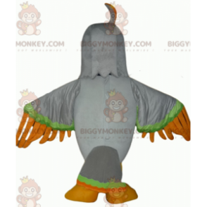 BIGGYMONKEY™ Disfraz de mascota de águila verde y naranja gris