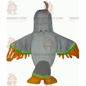 BIGGYMONKEY™ Evil Looking Gray Green and Orange Eagle Mascot