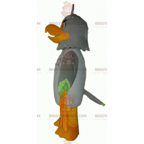 BIGGYMONKEY™ Disfraz de mascota de águila verde y naranja gris