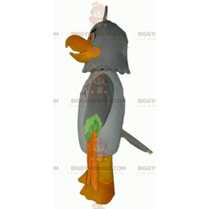 BIGGYMONKEY™ Evil Looking Gray Green and Orange Eagle Mascot