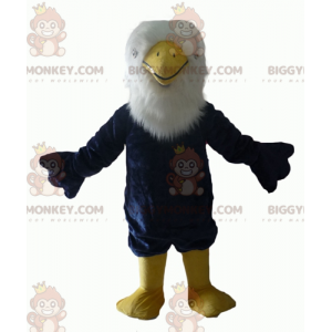 Alle behårede blå hvide og gule ørn BIGGYMONKEY™ maskot kostume