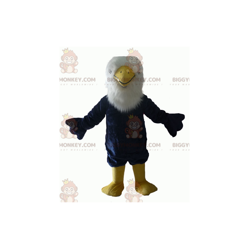 Costume de mascotte BIGGYMONKEY™ d'aigle bleu blanc et jaune