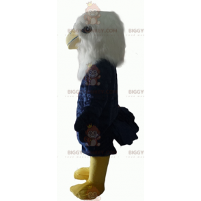 Costume de mascotte BIGGYMONKEY™ d'aigle bleu blanc et jaune