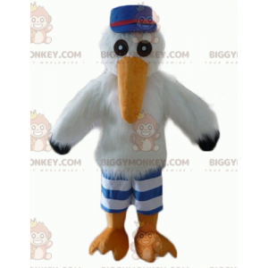 Costume mascotte Cicogna Gabbiano BIGGYMONKEY™ con berretto e