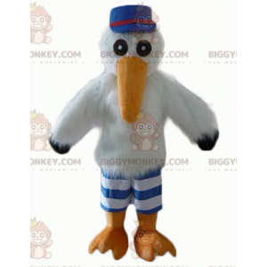 Storch Möwe BIGGYMONKEY™ Maskottchen Kostüm mit Mütze und