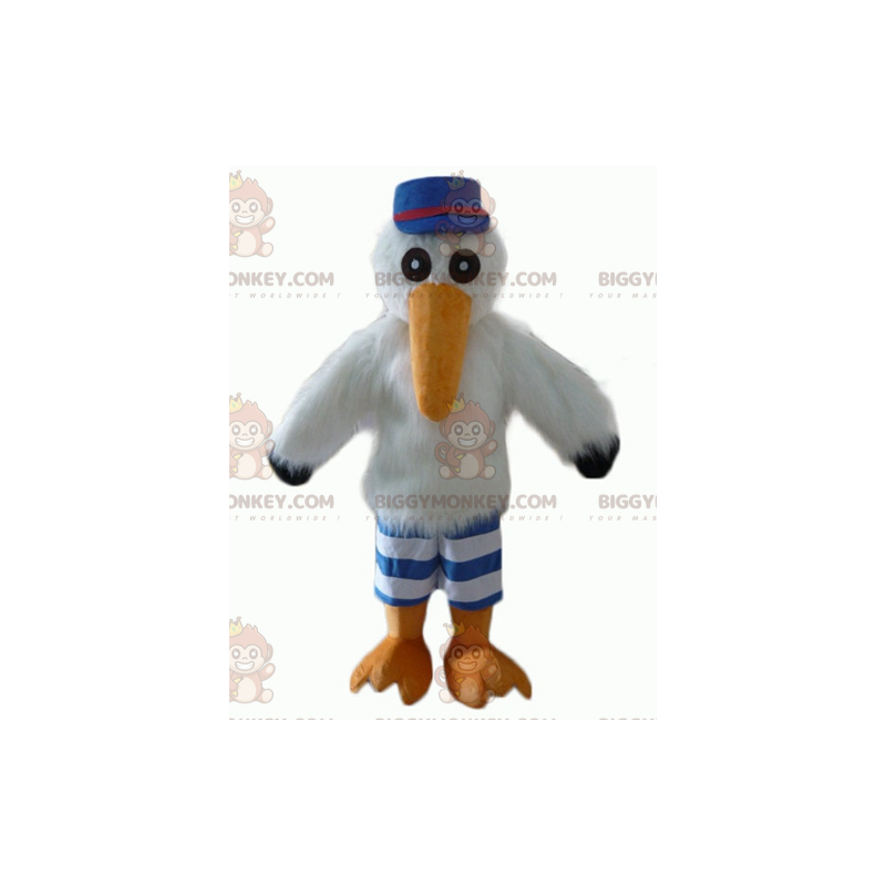 Costume de mascotte BIGGYMONKEY™ de mouette de cigogne avec une