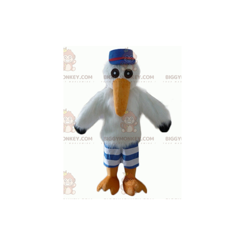 Stork Seagull BIGGYMONKEY™ maskotdräkt med keps och tröja -