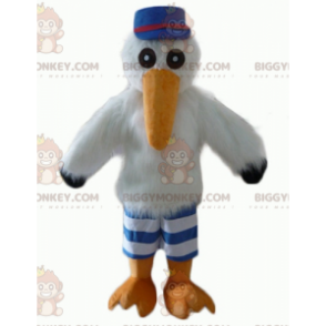 Costume mascotte Cicogna Gabbiano BIGGYMONKEY™ con berretto e