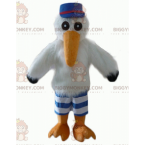Stork Seagull BIGGYMONKEY™ Mascot Costume with Cap and Jersey -