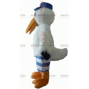 Storch Möwe BIGGYMONKEY™ Maskottchen Kostüm mit Mütze und