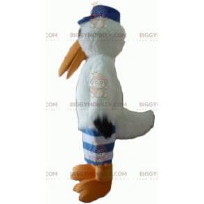 Stork Seagull BIGGYMONKEY™ Mascot Costume with Cap and Jersey -