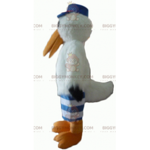 Stork Seagull BIGGYMONKEY™ mascottekostuum met pet en jersey -