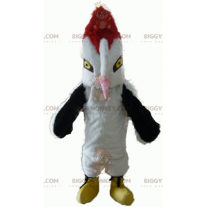 Traje de mascote BIGGYMONKEY™ de lindo pássaro branco preto e