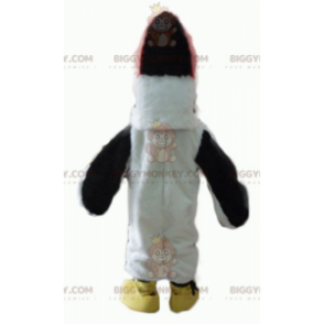 Traje de mascote BIGGYMONKEY™ de lindo pássaro branco preto e