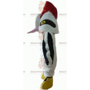 BIGGYMONKEY™ maskotkostume af smuk sort og rød hvid fugl med